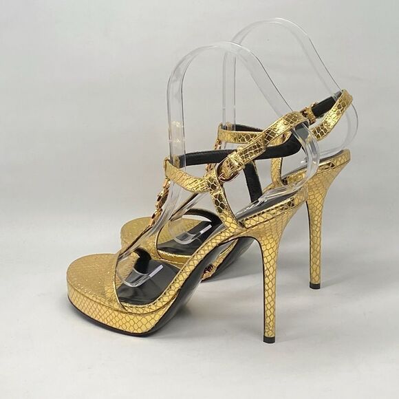 Versace Gold Medusa '95 Metallic Heeled Sandals size 36 - Picture 9 of 14